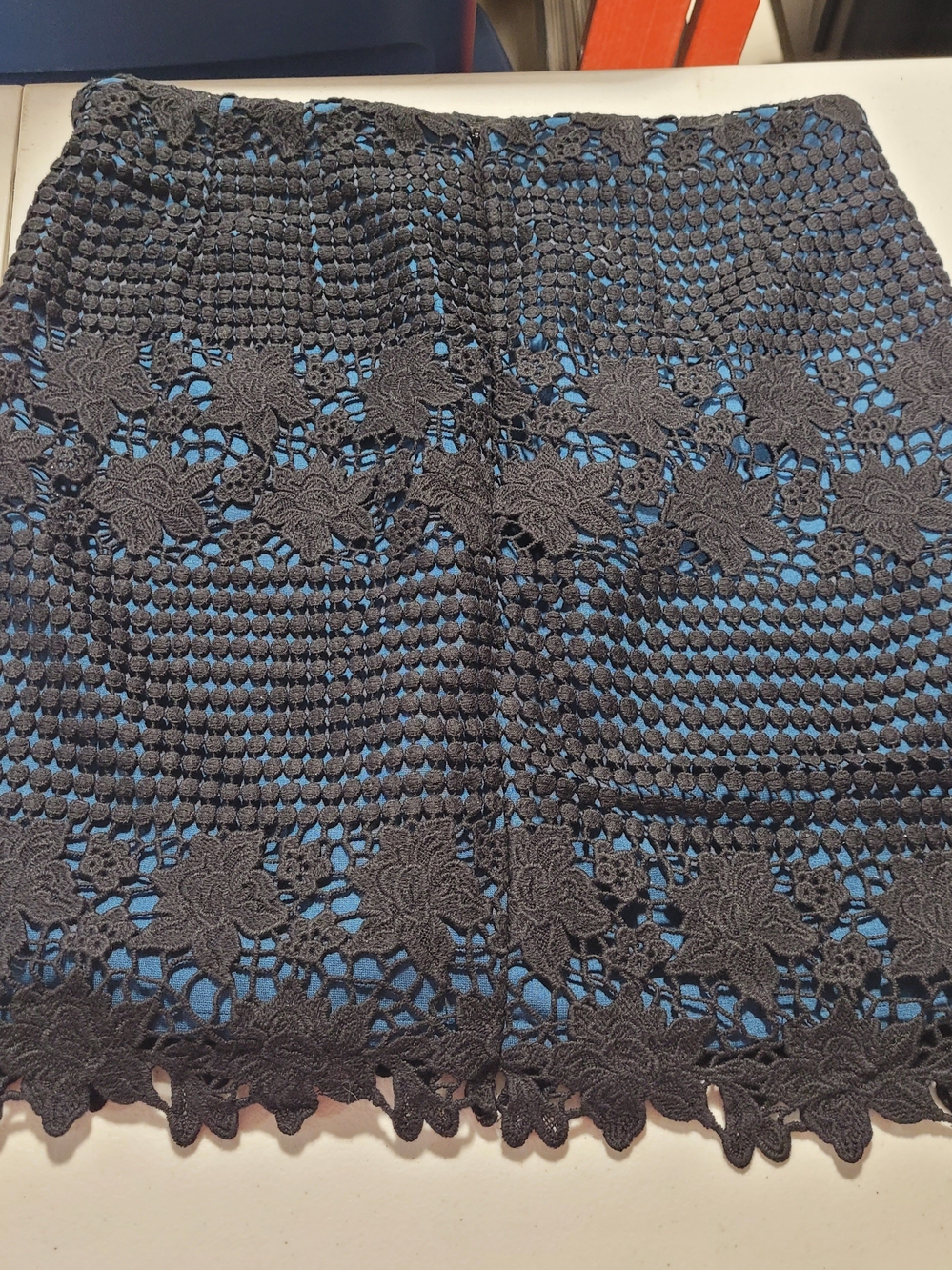 LOFT Black Crochet Floral Lace Mini Skirt - Picture 3 of 3